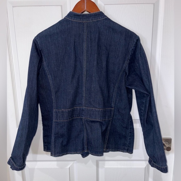 Chico’s Platinum Denim Jacket – Size 2 – Dark Wash Stretch Denim - Picture 2 of 9